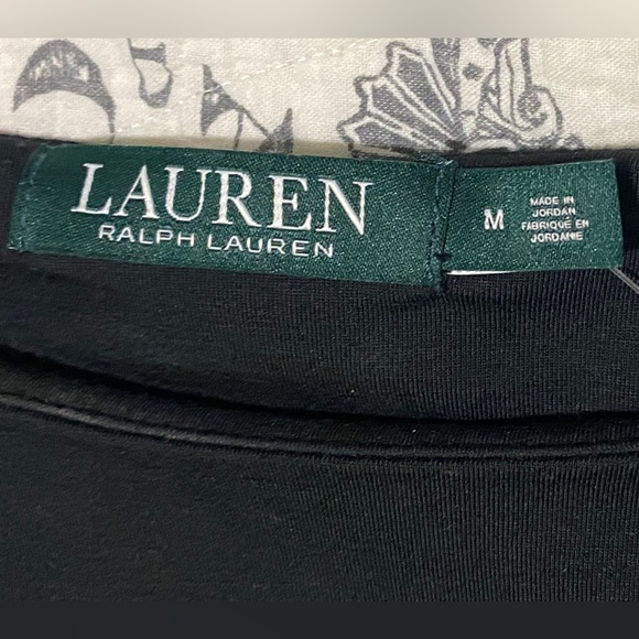 LAUREN RALPH LAUREN Womens Lace Bell Sleeve Blouse Top Medium Black NWT - Picture 2 of 9